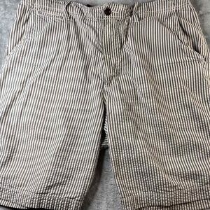 J. Crew Striped Shorts Casual 34"‎ Measurements Flat Front Pockets Brown White